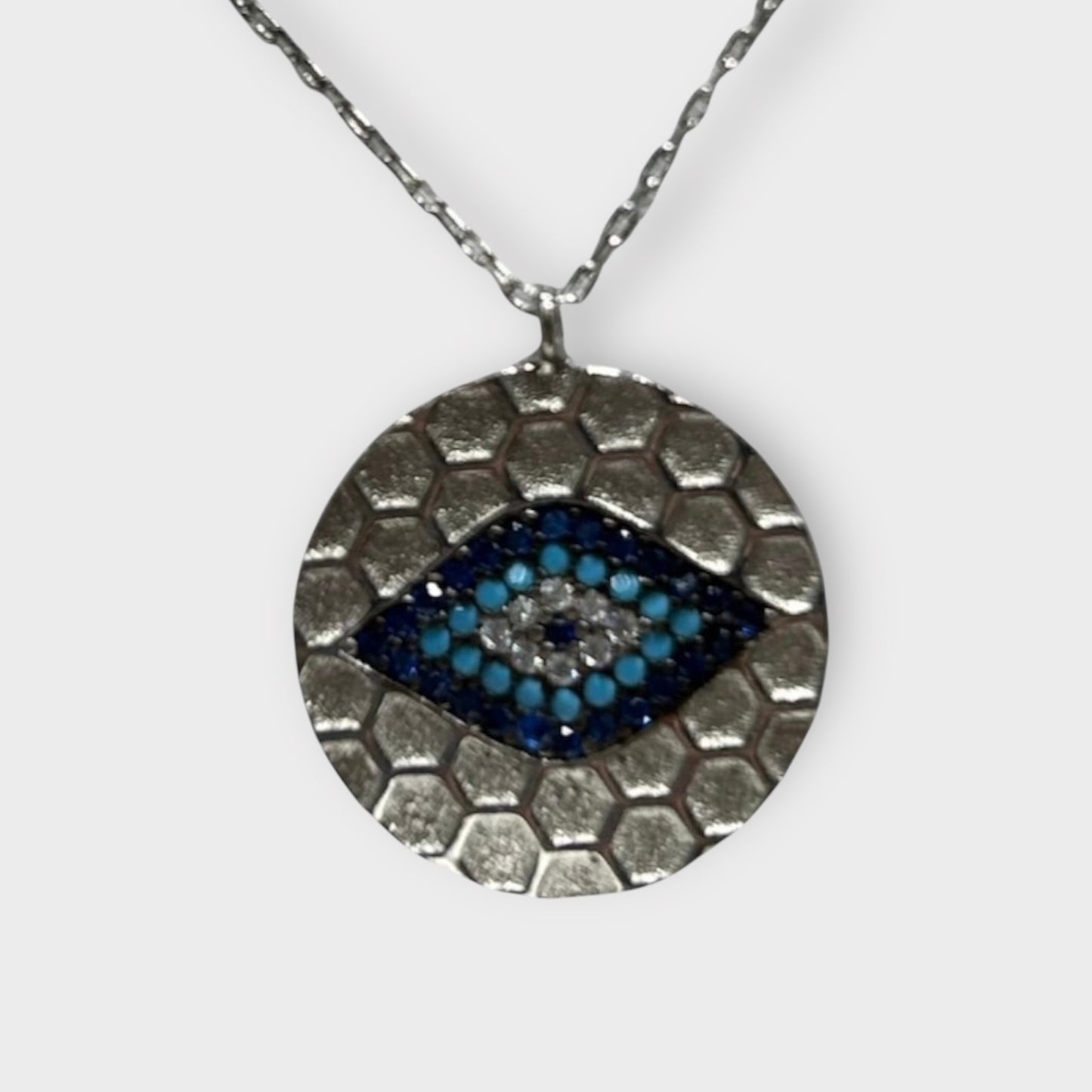 Necklace / Blue Eye / Nazar / Zirconia / 925 Sterling Silver