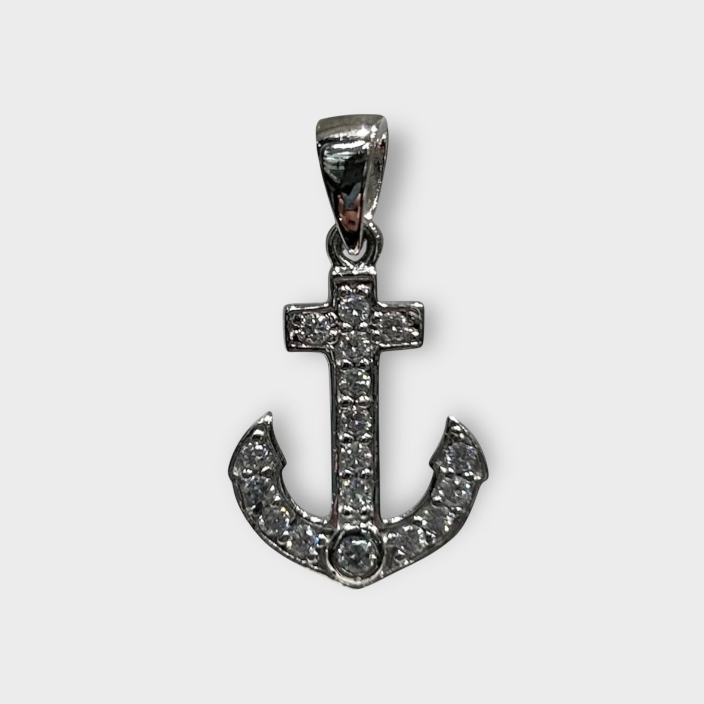 Pendant / Anchor / Zirconia / 925 Sterling Silver
