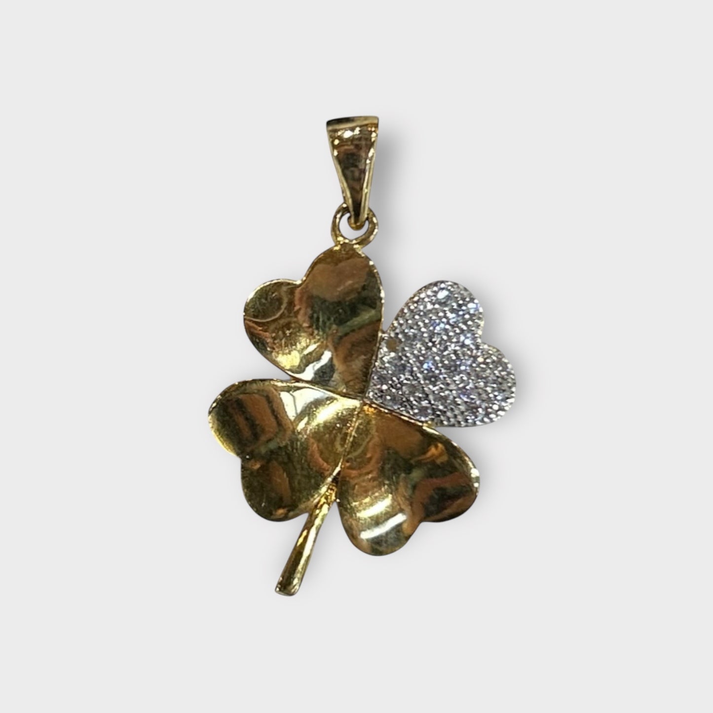 Pendant / Cloverleaf / Zirconia / Gold-plated 925 Sterling silver
