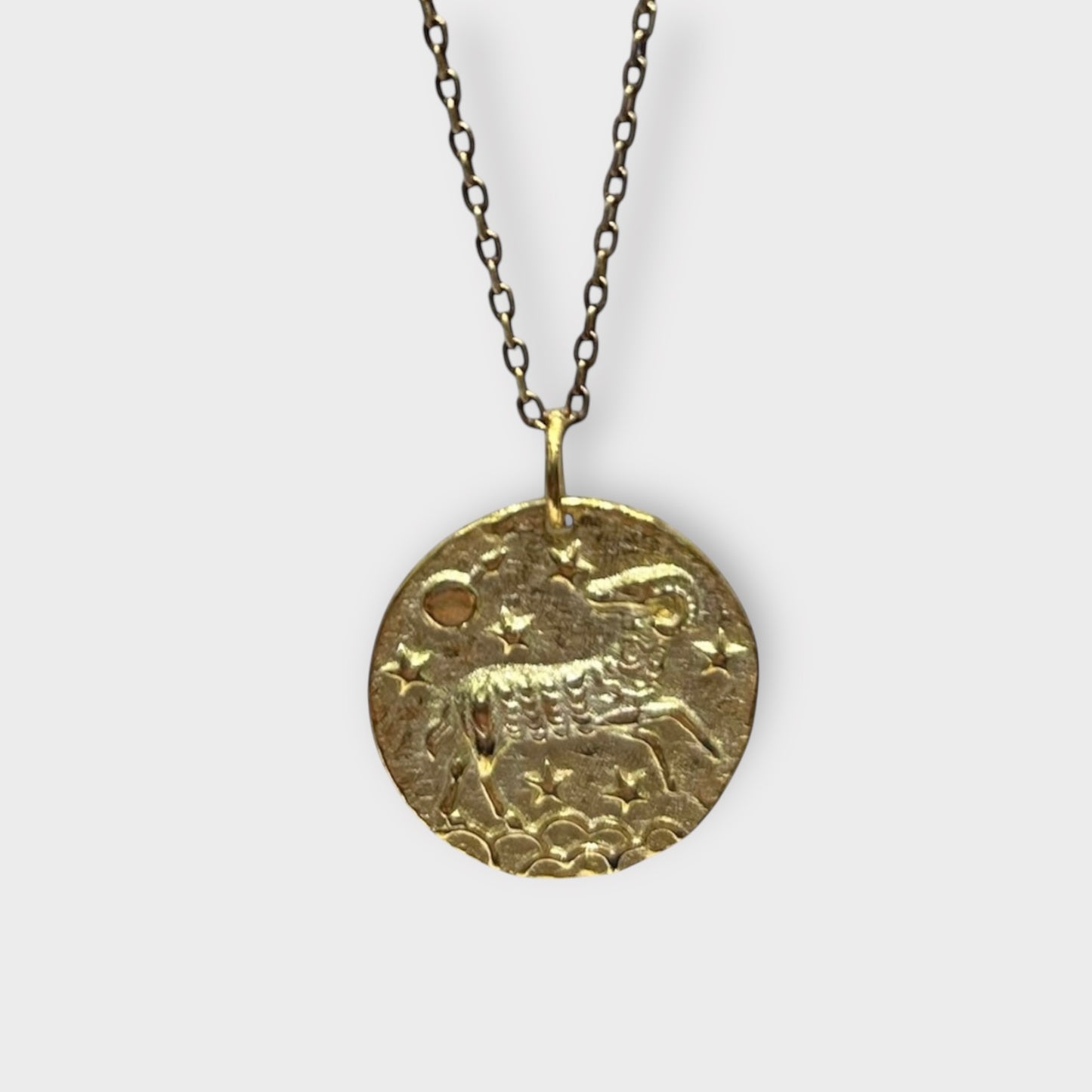 Pendant and Chain / Aries / Zodiac Sign / Gold-Plated 925 Sterling Silver
