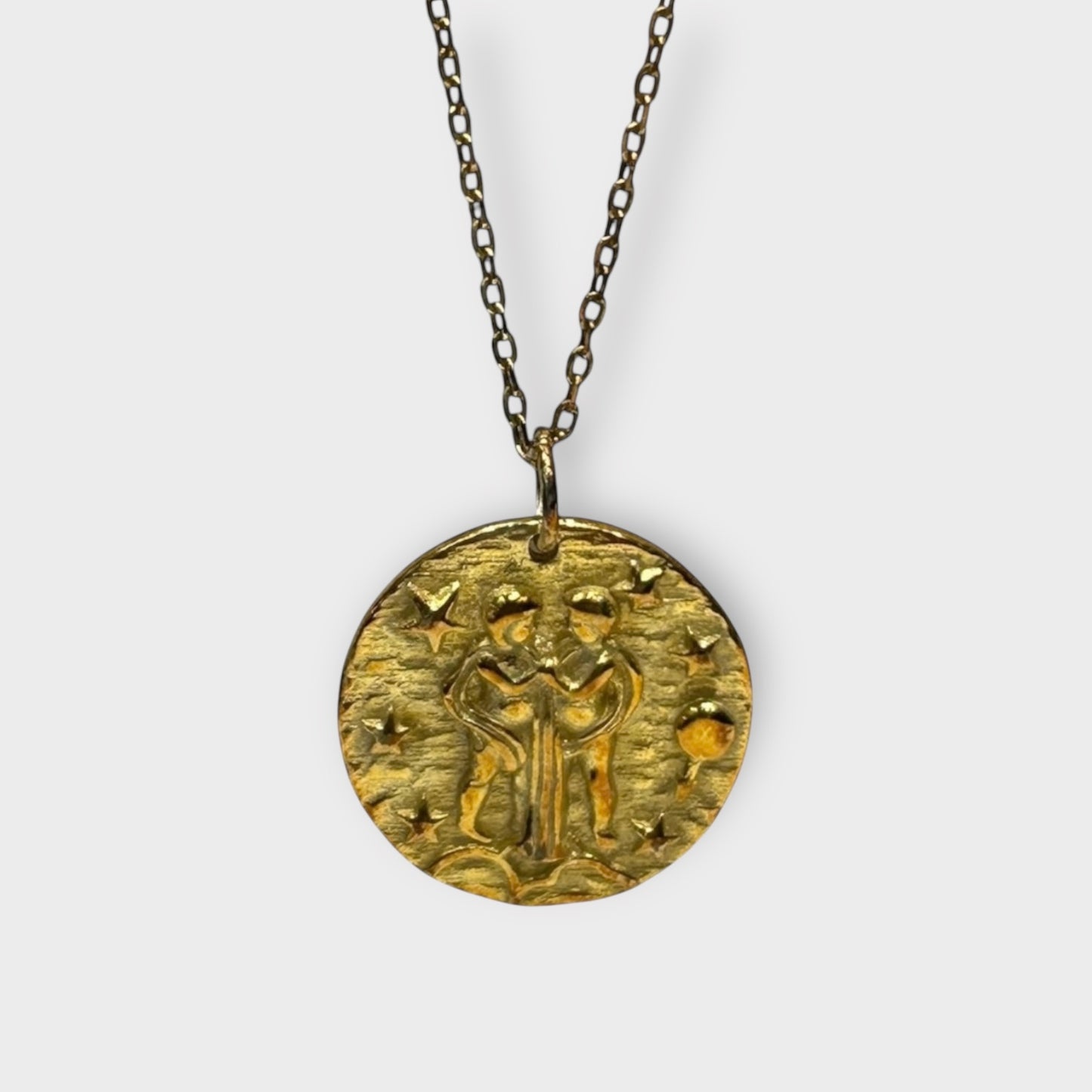 Anhänger und Kette / Zwillinge / Sternzeichen / Vergoldet 925er Sterlingsilber