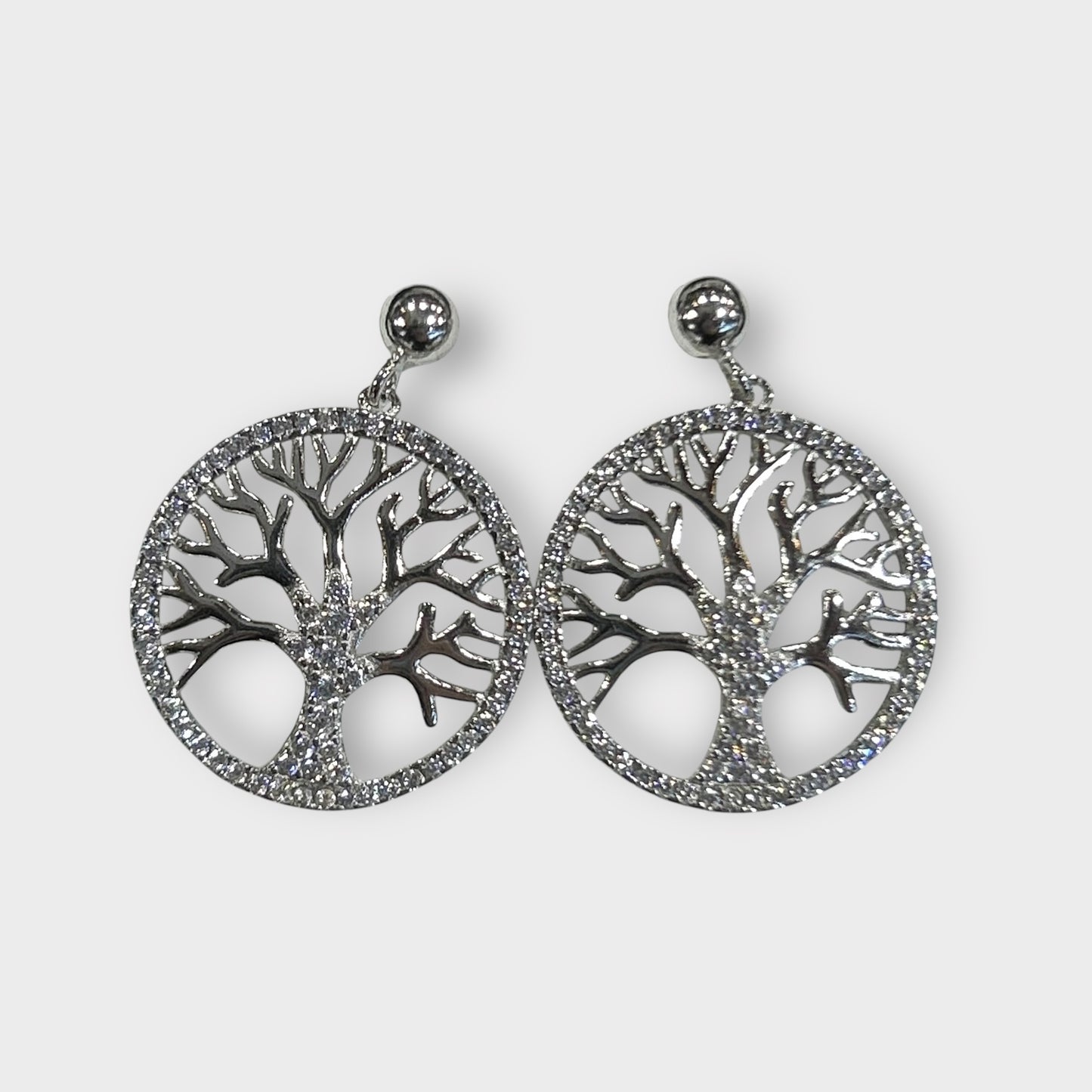 Earrings / Studs / Tree of Life / Zirconia / 925 Sterling Silver
