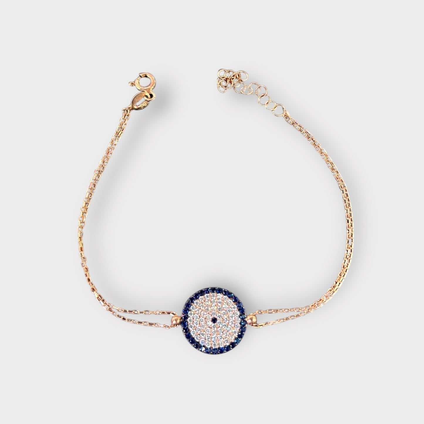 Armband / Zirkonia / Nazar Auge / Roségold vergoldet 925er Sterlingsilber