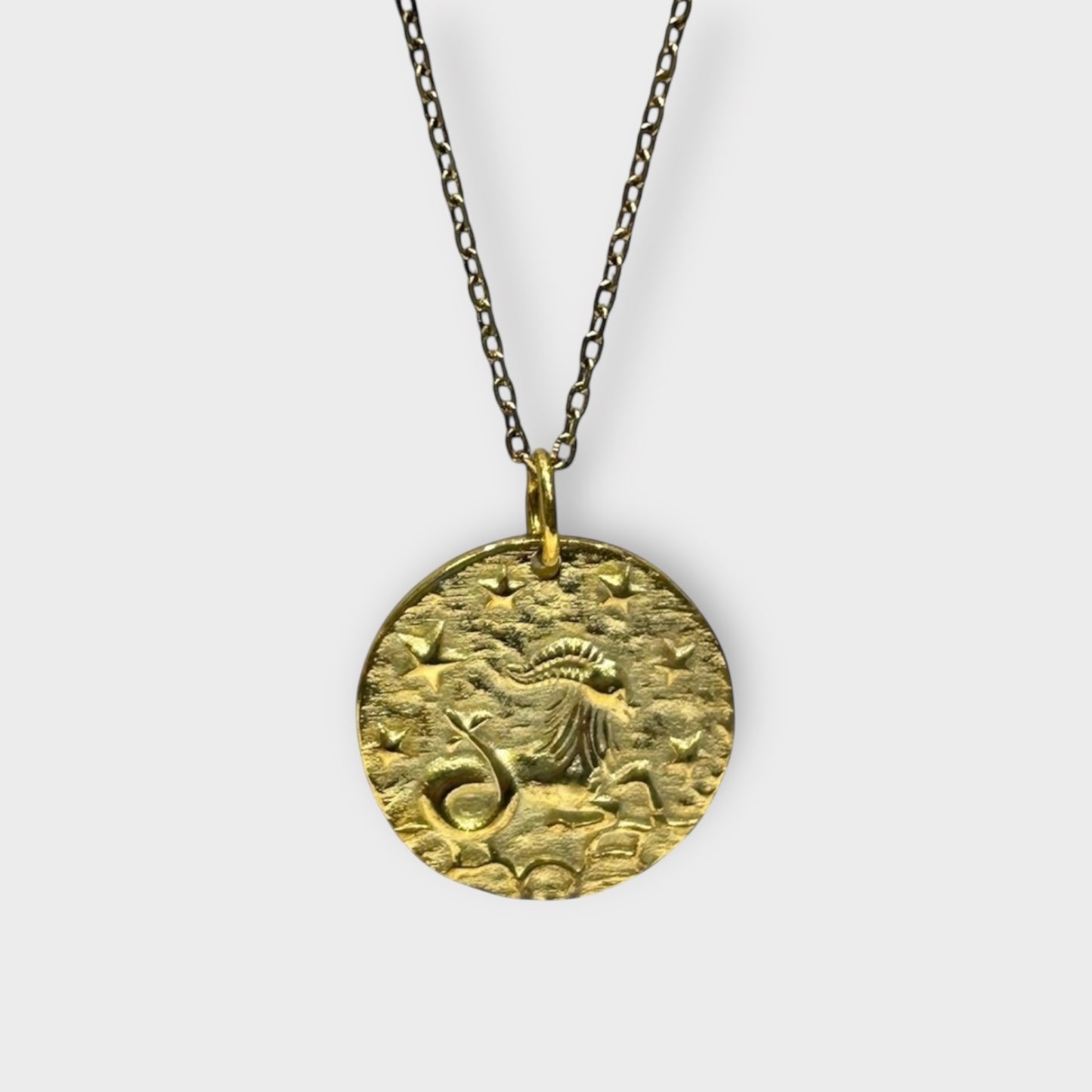 Pendant and Chain / Capricorn / Zodiac Sign / Gold Plated 925 Sterling Silver
