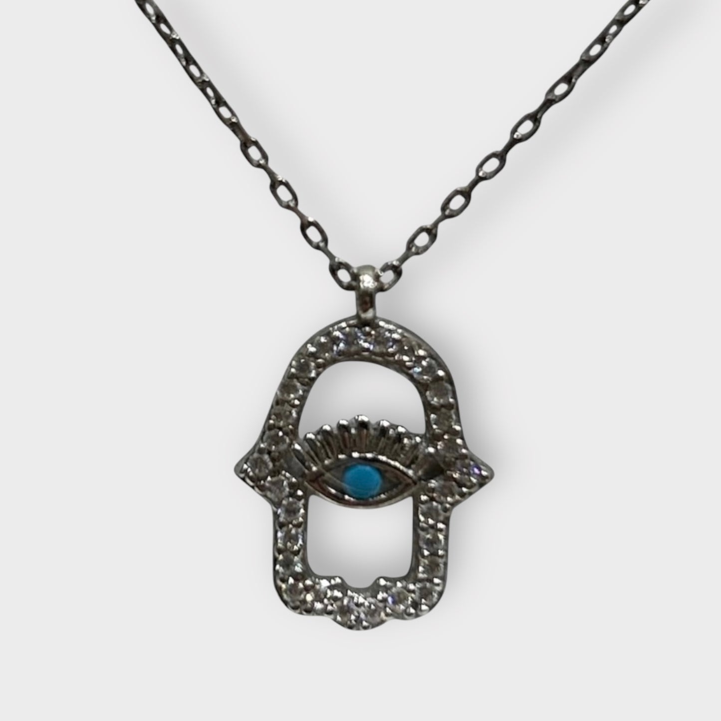 Kette / Hand der Fatima / Zirkonia / 925er Sterlingsilber