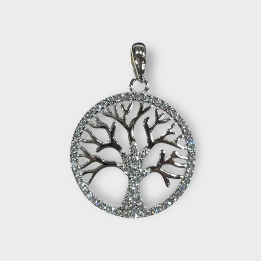 Anhänger / Baum des Lebens / Zirkonia / 925er Sterlingsilber