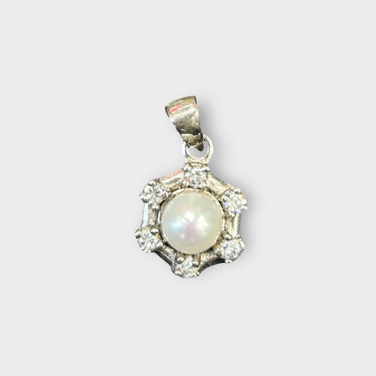 Pendant / Pearl / Zirconia / 925 Sterling Silver