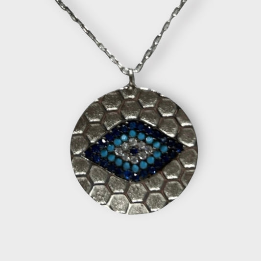 Kette / Blaue Auge / Nazar / Zirkonia / 925er Sterlingsilber