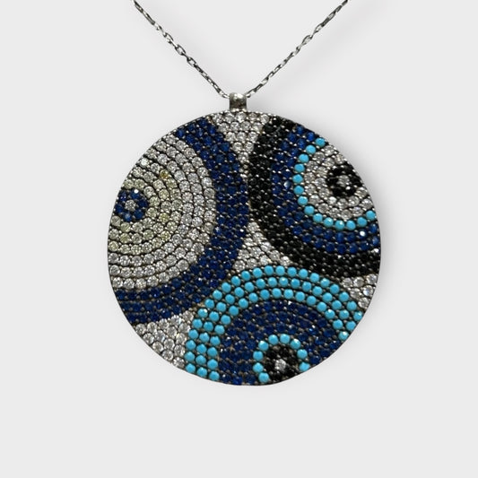 Kette / Blaue Auge / Nazar / Zirkonia / 925er Sterlingsilber