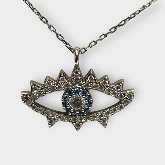 Necklace / Blue Eye / Nazar / Zirconia / 925 Sterling Silver
