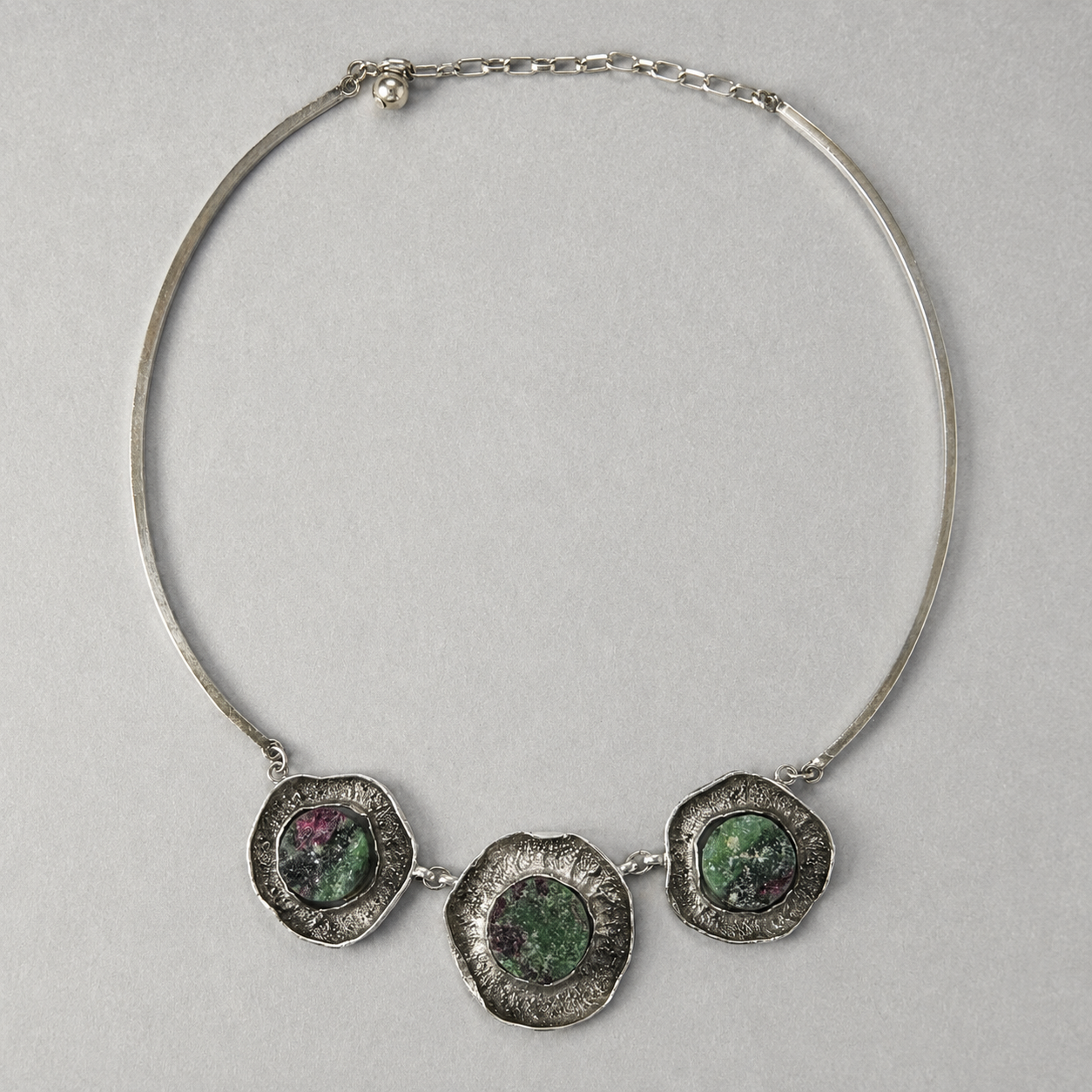 Kette Collier aus 925 Silber mit Rubin-Zoisit
