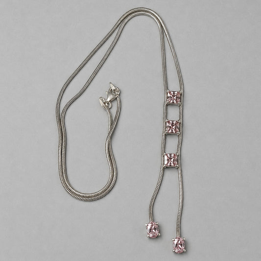 Halskette aus 925 Silber mit rosafarbenen Zirkonia