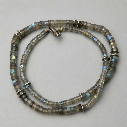Mondsteinkette mit Labradorit aus 925 Silber