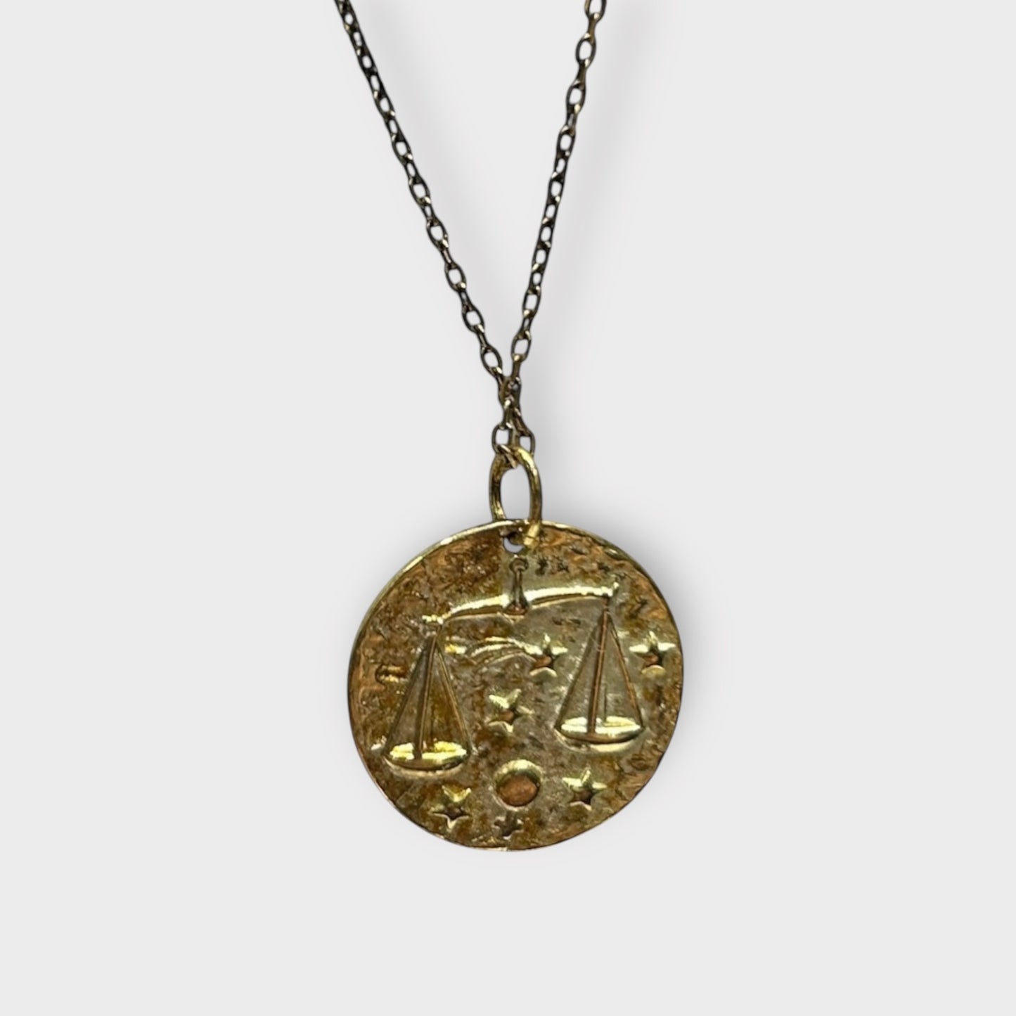 Pendant and Chain / Libra / Zodiac Sign / Gold Plated 925 Sterling Silver