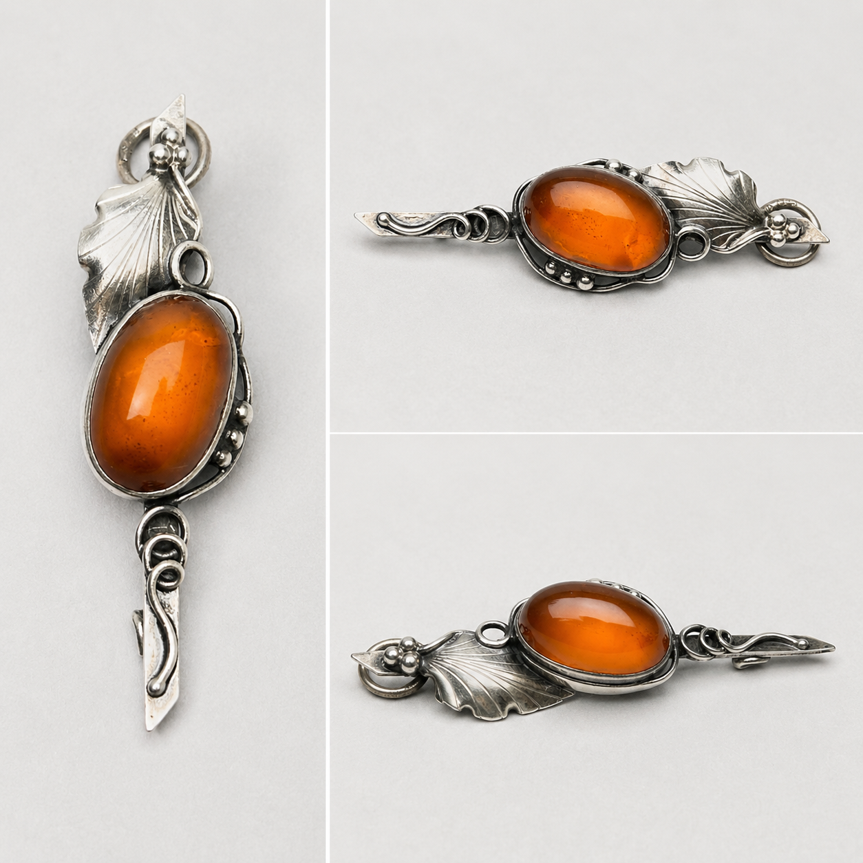 Brosche und Anhänger mit Karneol aus 925 Silber