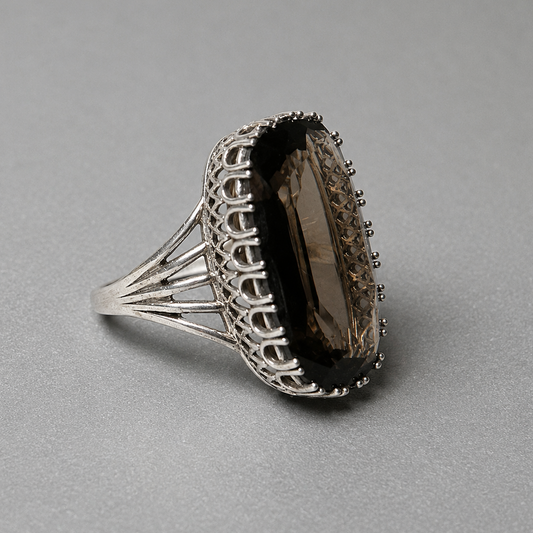 Ring aus 925 Silber mit  Rauchquarz