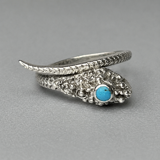 Ring mit Schlange aus 925 Silber mit natürlichem Türkis