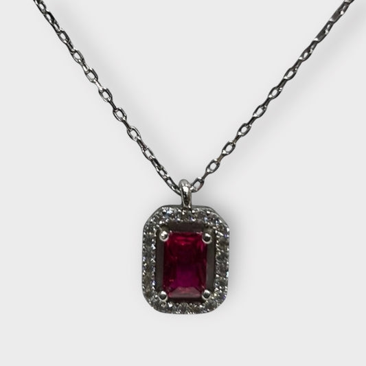 Necklace / Red / Zirconia / 925 Sterling Silver