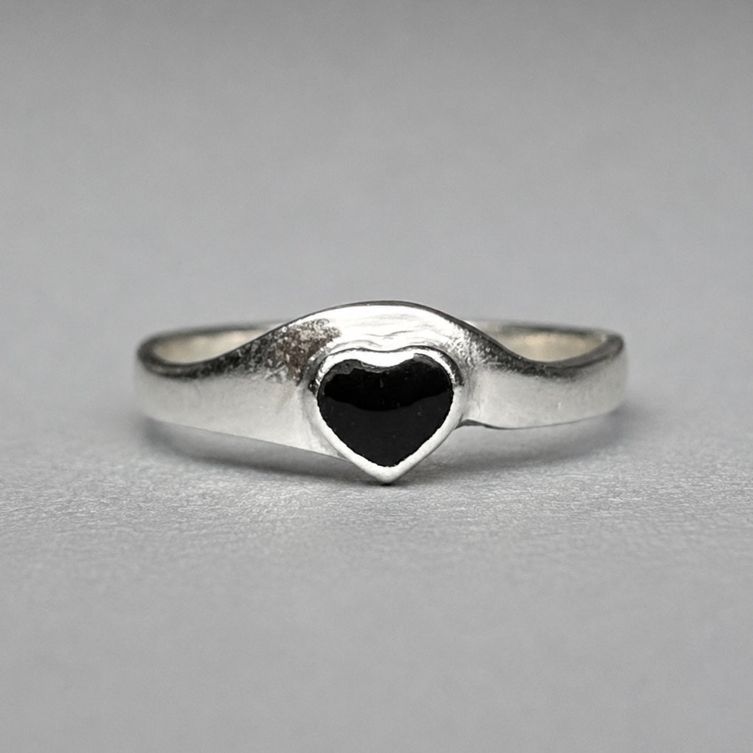 Ring aus 925 Silber mit  Herz Onyx