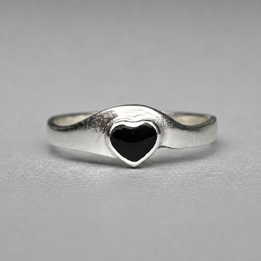 Ring aus 925 Silber mit  Herz Onyx
