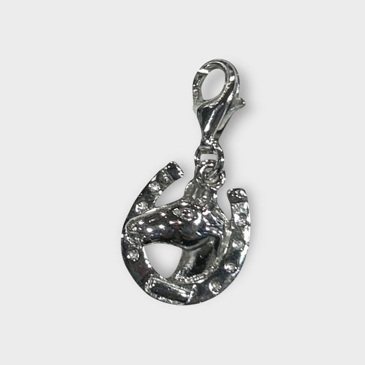 Pendant / Horse and Horseshoe / Charm / 925 Sterling Silver