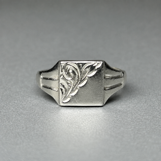Siegelring aus 925 Silber mit Blumen