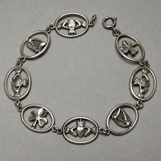 Armband aus 800 Silber mit irischen Glückssymbolen
