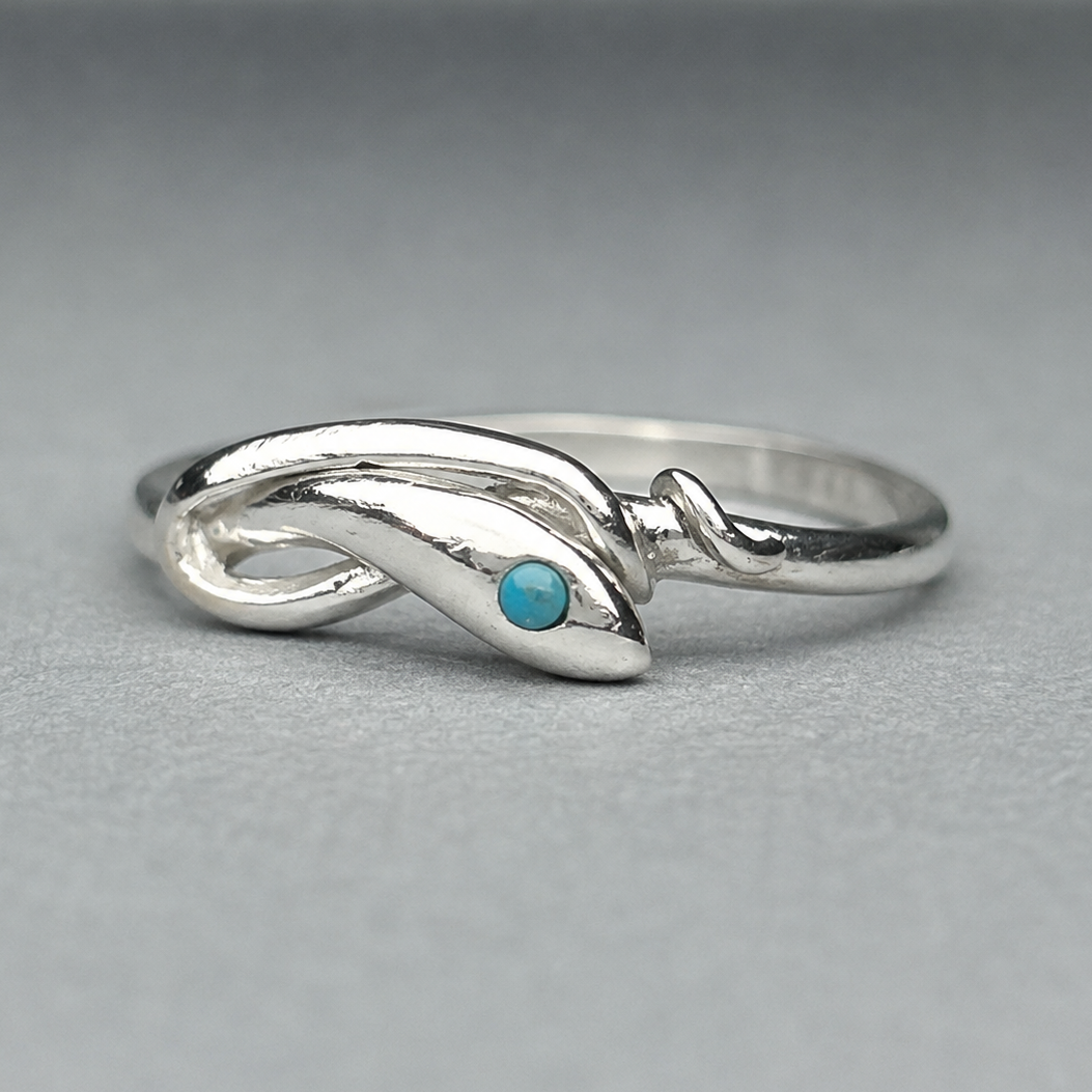 Schlangenring aus 925 Silber mit Türkis