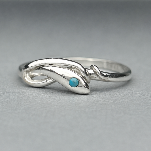 Schlangenring aus 925 Silber mit Türkis