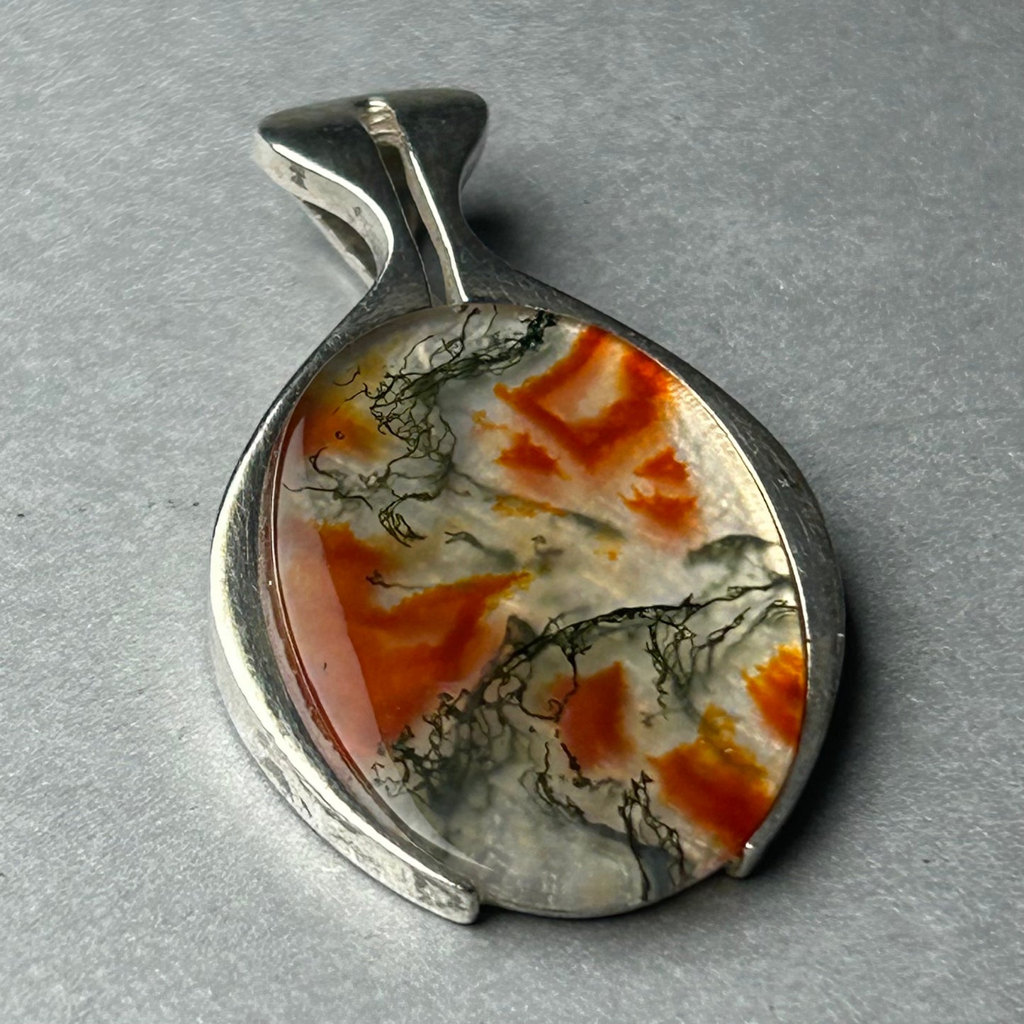 Anhänger aus 835 Silber mit Dendriten-Moosachat