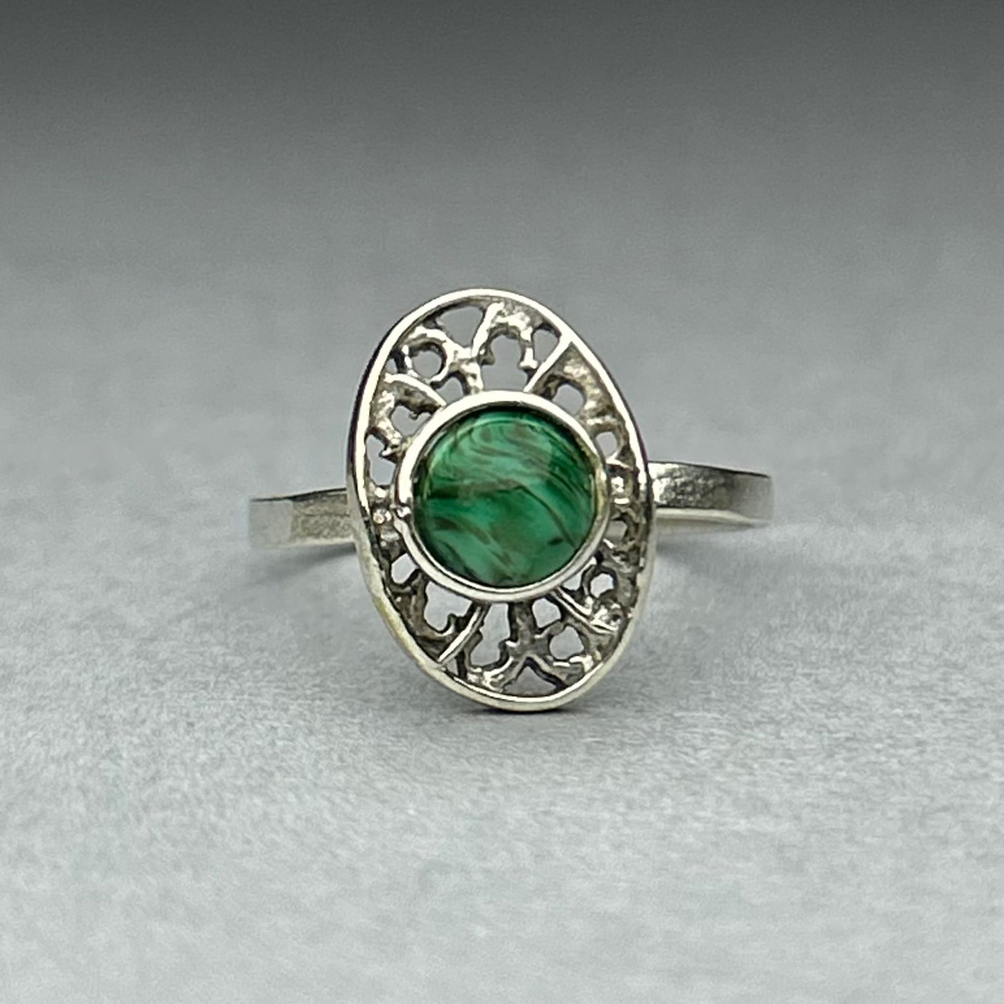 Ring mit Malachit aus 925 Silber