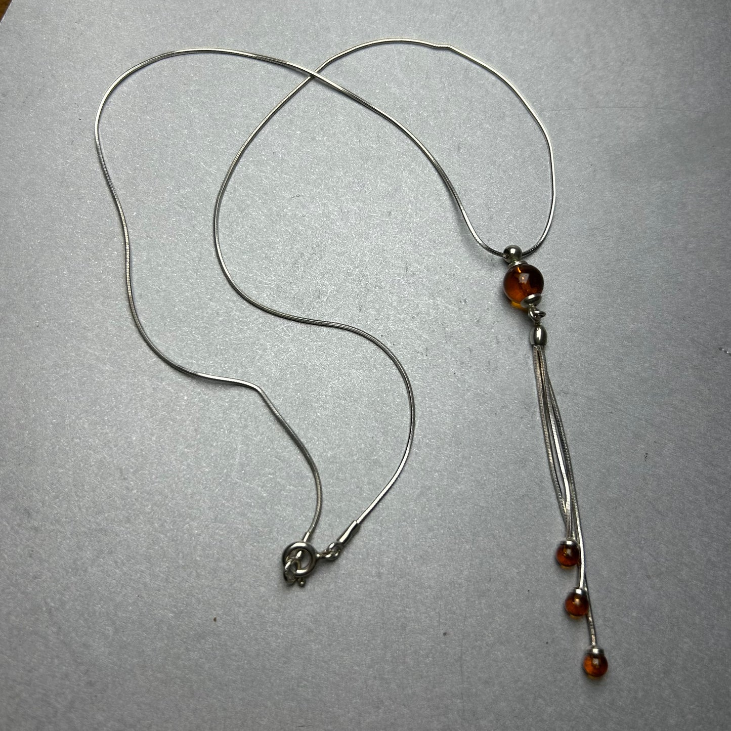 Bernstein-Kette aus 925 Silber