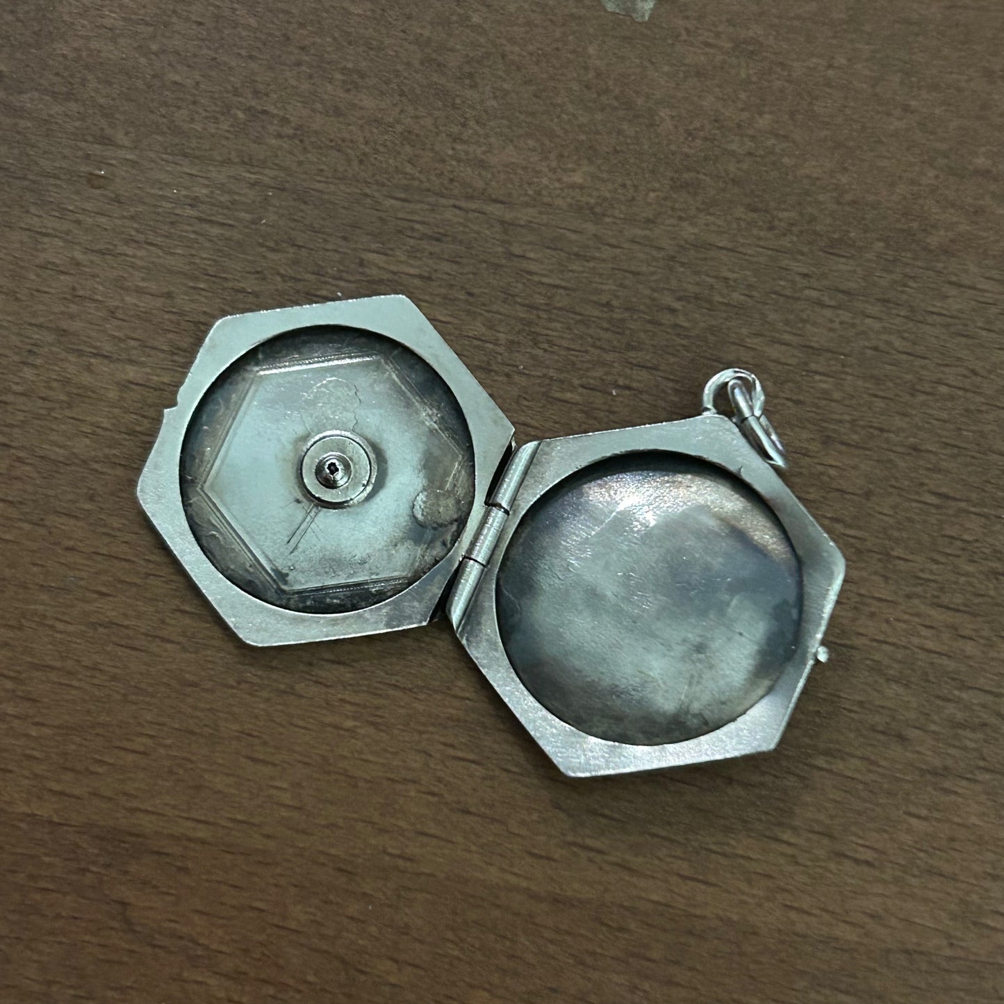Antikes Foto-Medaillon aus 925 Silber mit natürlichem Rubin