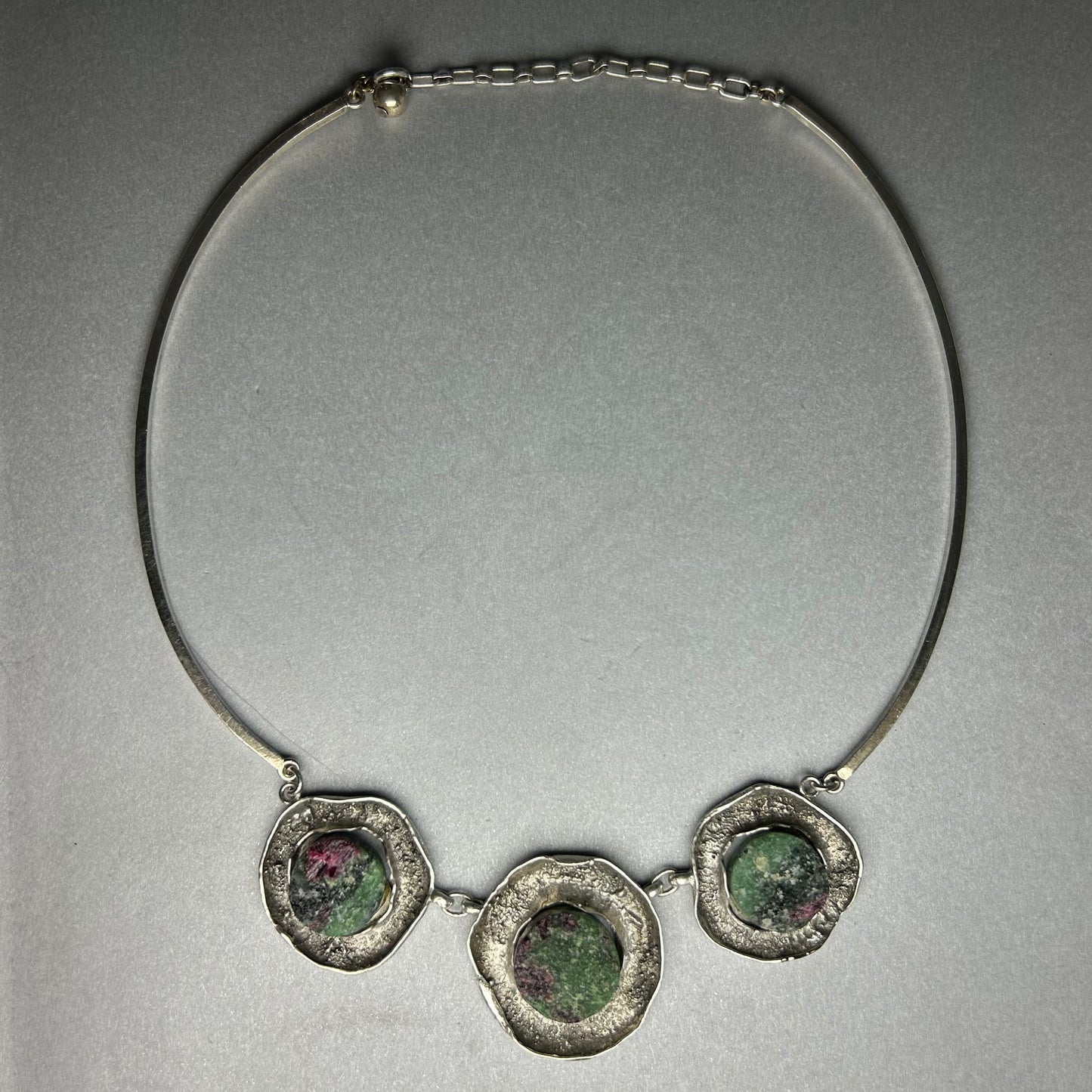 Kette Collier aus 925 Silber mit Rubin-Zoisit