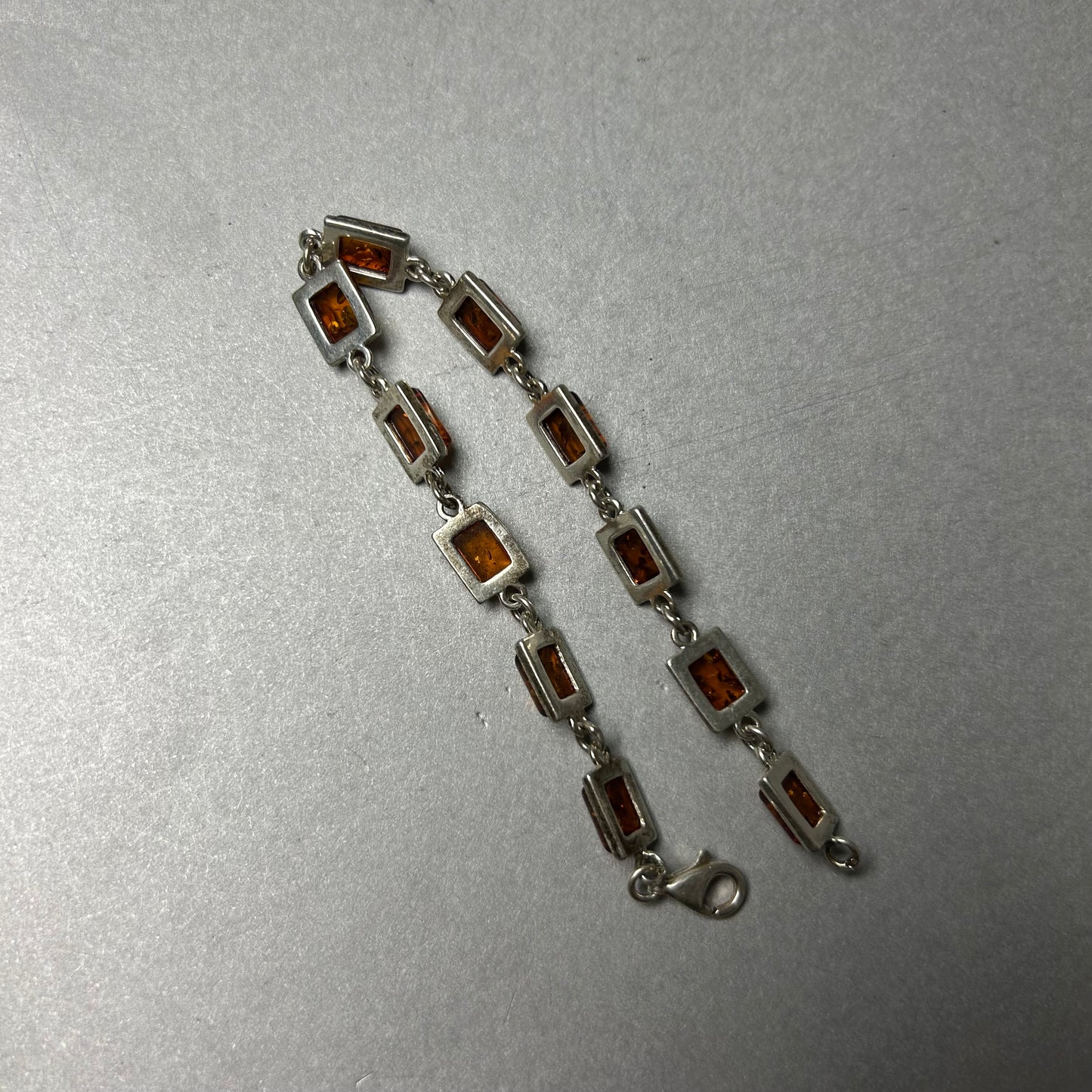 Bernstein Armband 925 Silber, 11 Cognac Bernstein Steine